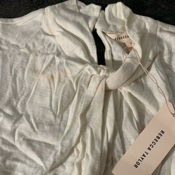 NWD $185 Rebecca Taylor Jersey Twisted Tank Top in Chalk-White‎ [SZ Small ] - Picture 2 of 8